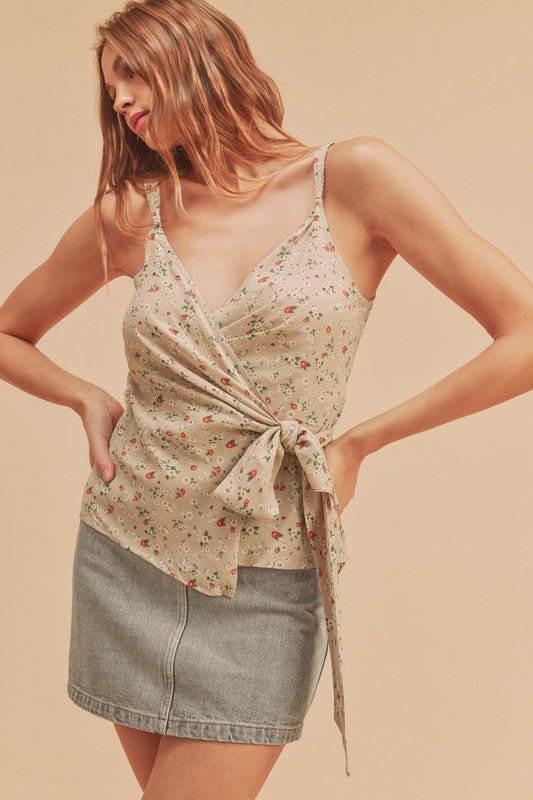 Aemi + Co Ditsy Floral Surplice Adjustable Straps Cami - Love Salve